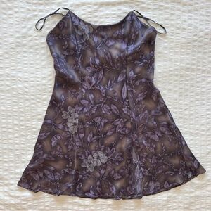 VTG Y2K Victoria's Secret Grey and Purple Floral Print 100% Silk Slip Dress, M